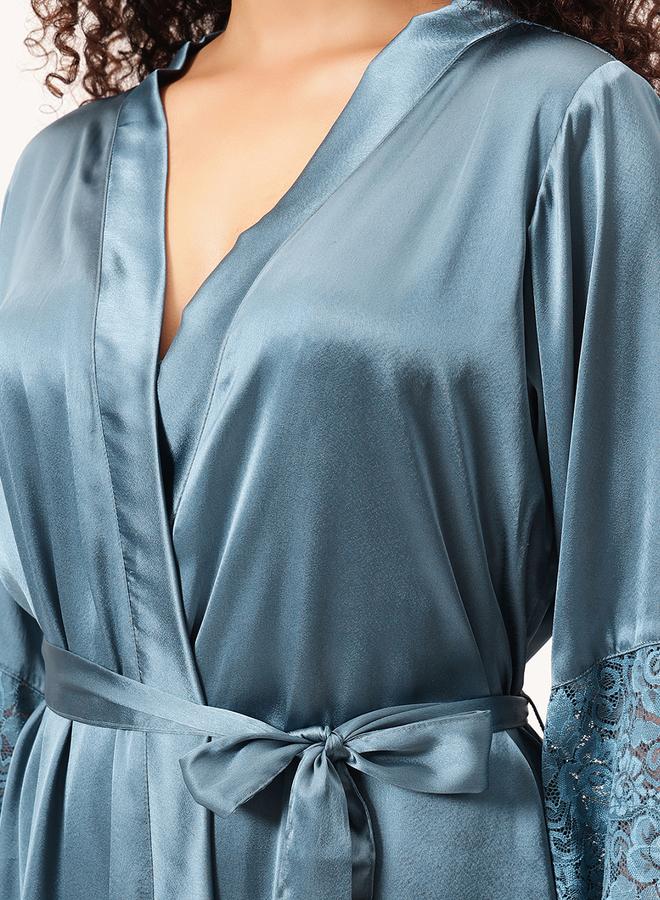 كلوفيا روب ساتان بحواف دانتيل - Image 5